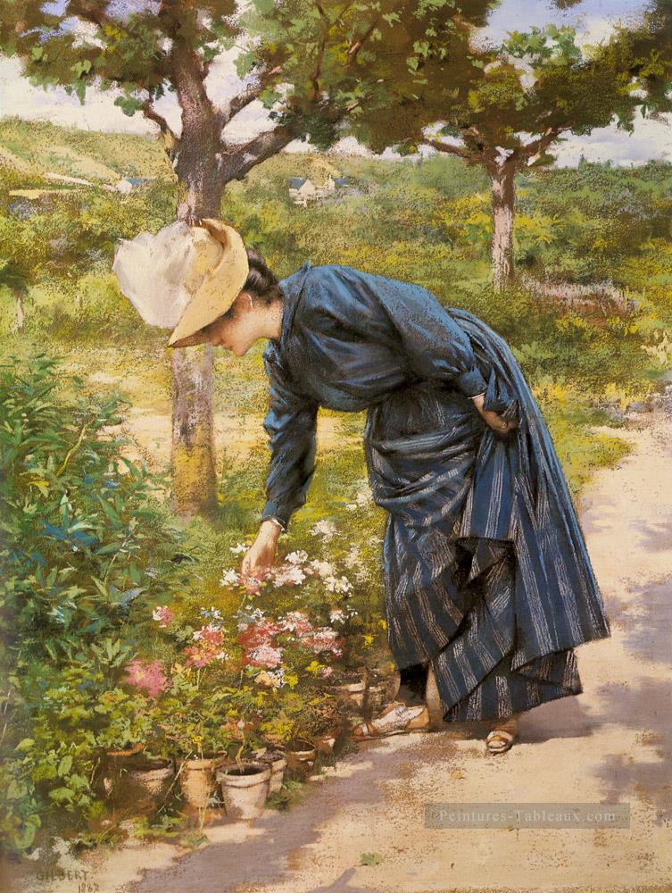 Genre de Lady In A Garden Victor Gabriel Gilbert Peintures à l'huile